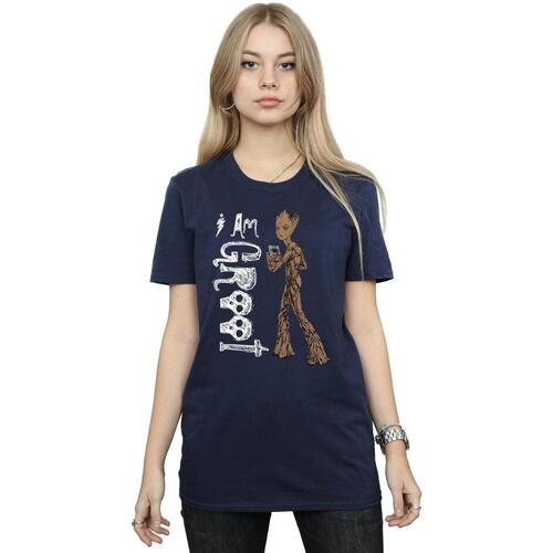 Vêtements Femme T-shirts manches longues Marvel Avengers Infinity War I Am Teenage Groot Bleu