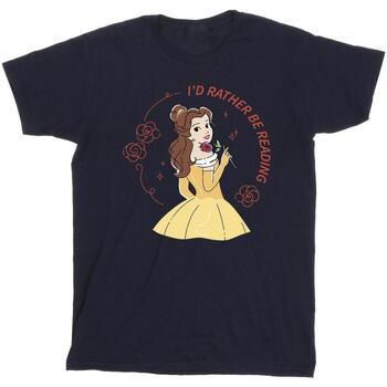 Vêtements Fille T-shirts manches longues Disney Beauty And The Beast I'd Rather Be Reading Bleu