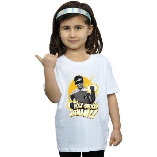 Vêtements Fille T-shirts manches longues Dc Comics Batman TV Series Robin Holy Smokes Blanc