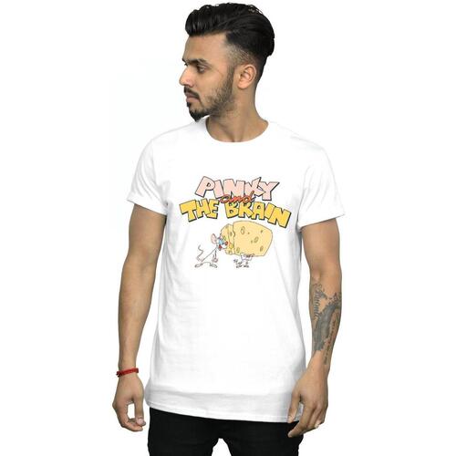 Vêtements Homme T-shirts manches longues Animaniacs Pinky And The Brain Cheese Head Blanc