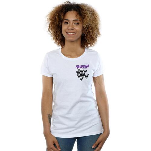 Vêtements Femme T-shirts manches longues Dc Comics Batman Joker Smile Breast Print Blanc