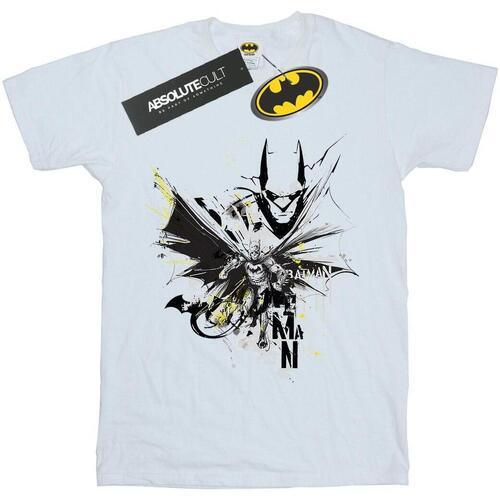Vêtements Homme T-shirts manches longues Dc Comics Batman Batface Splash Blanc