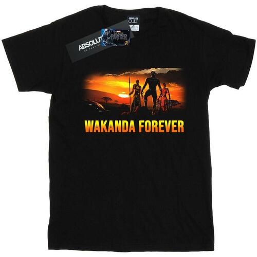 Vêtements Femme T-shirts manches longues Marvel Black Panther Wakanda Forever Noir
