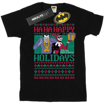 Vêtements Homme T-shirts manches longues Dc Comics Joker And Harley Quinn Ha Ha Happy Holidays Noir