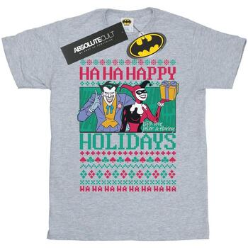 Vêtements Homme T-shirts manches longues Dc Comics Joker And Harley Quinn Ha Ha Happy Holidays Gris