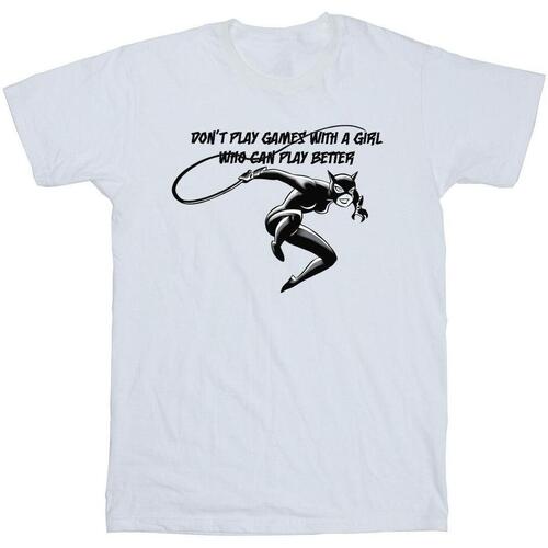 Vêtements Homme T-shirts manches longues Dc Comics Catwoman Don't Play Games Blanc
