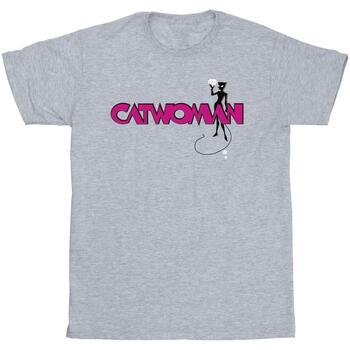 Vêtements Homme T-shirts manches longues Dc Comics Batman Catwoman Logo Gris