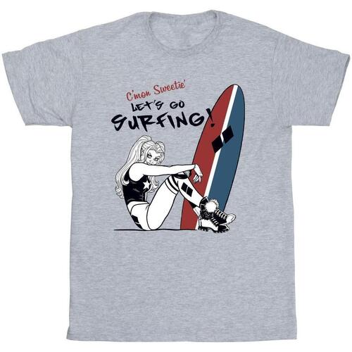 Vêtements Homme T-shirts manches longues Dc Comics Harley Quinn Let's Go Surfing Gris