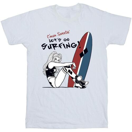 Vêtements Homme T-shirts manches longues Dc Comics Harley Quinn Let's Go Surfing Blanc
