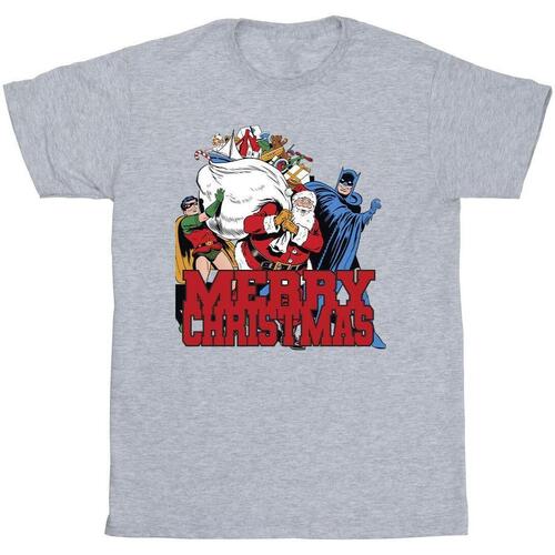 Vêtements Homme T-shirts manches longues Dc Comics Batman Merry Christmas Comic Gris