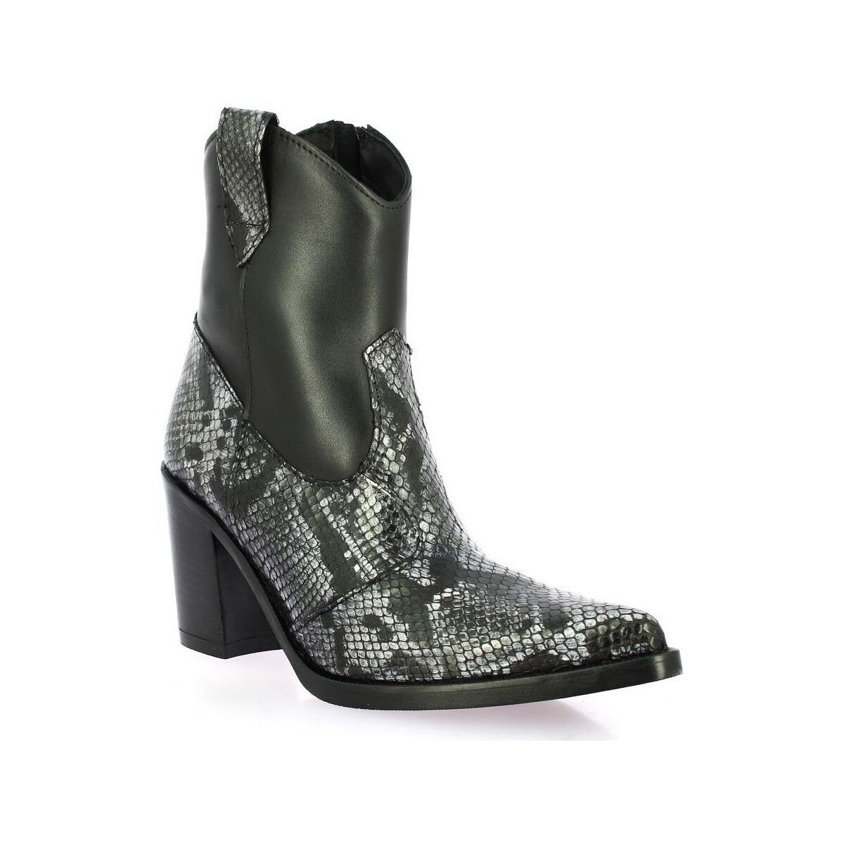 Chaussures Femme Boots mid Emanuele Crasto Boots mid cuir python Noir