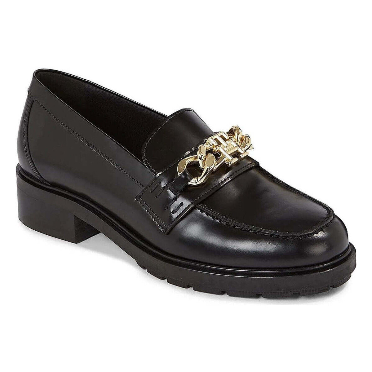 Chaussures Femme Mocassins Tommy Hilfiger chain loafer Noir