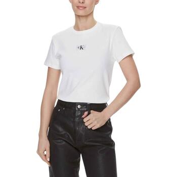 Vêtements Femme T-shirts cinzento & Polos Calvin Klein Jeans  Blanc