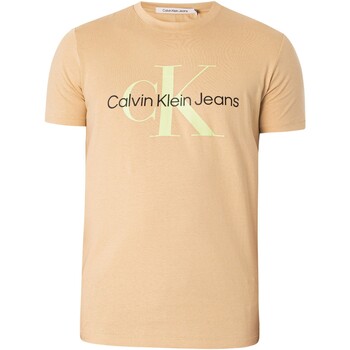Vêtements Homme Zebra Hooded Sweatshirt Calvin Klein Jeans T-shirt monogramme saisonnier Beige