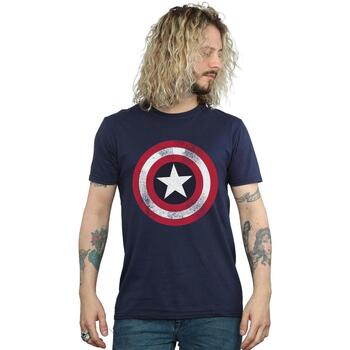 Vêtements Homme T-shirts manches longues Marvel Captain America Distressed Shield Bleu