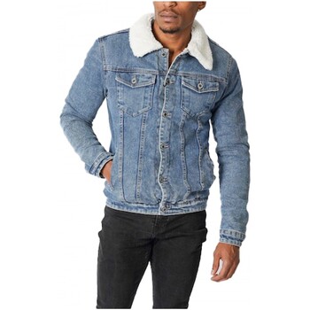 Vêtements Homme Vestes en patched jean Kebello Veste patched jean sherpa Ciel H Bleu