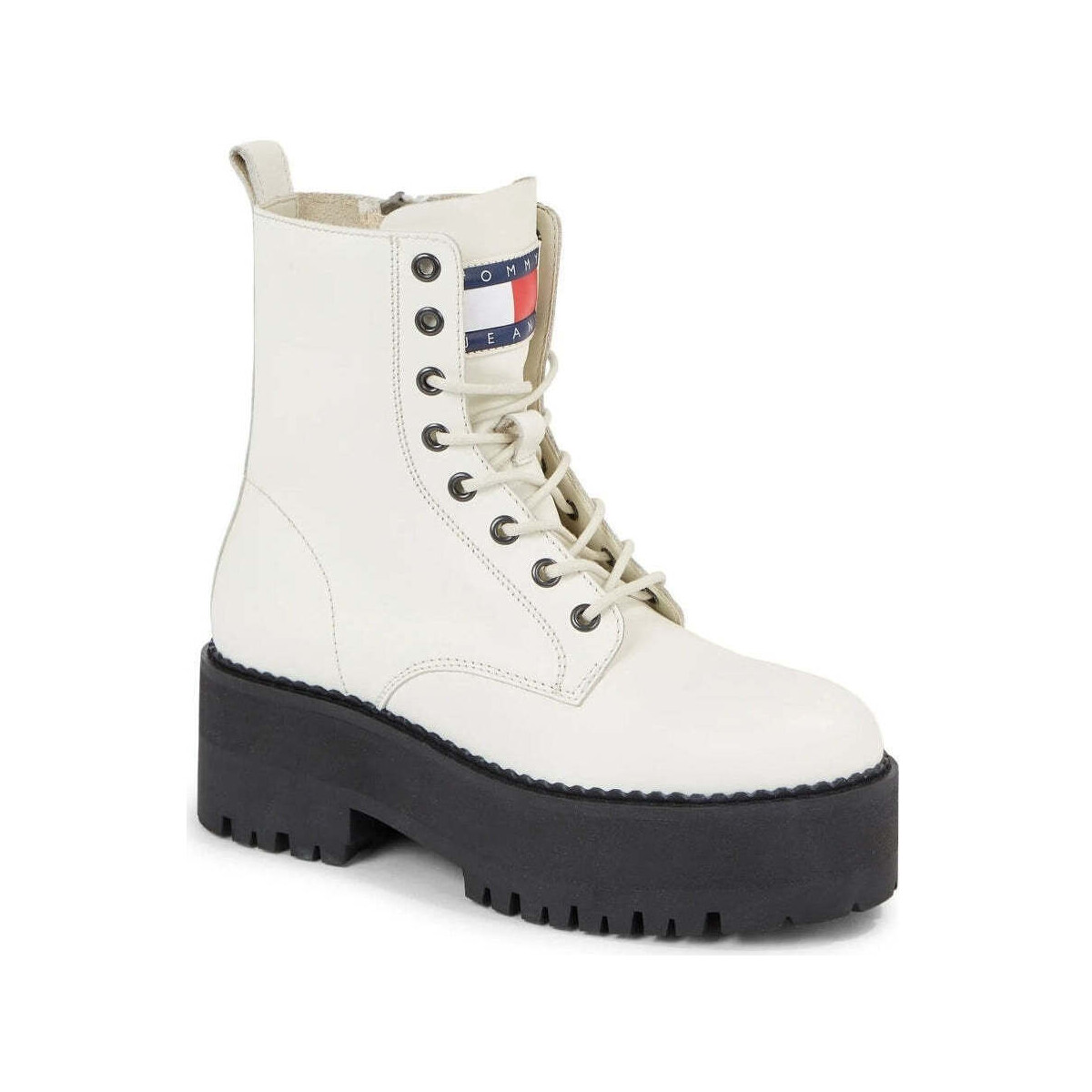 Chaussures Femme Bottines Tommy Jeans boot zip up Blanc