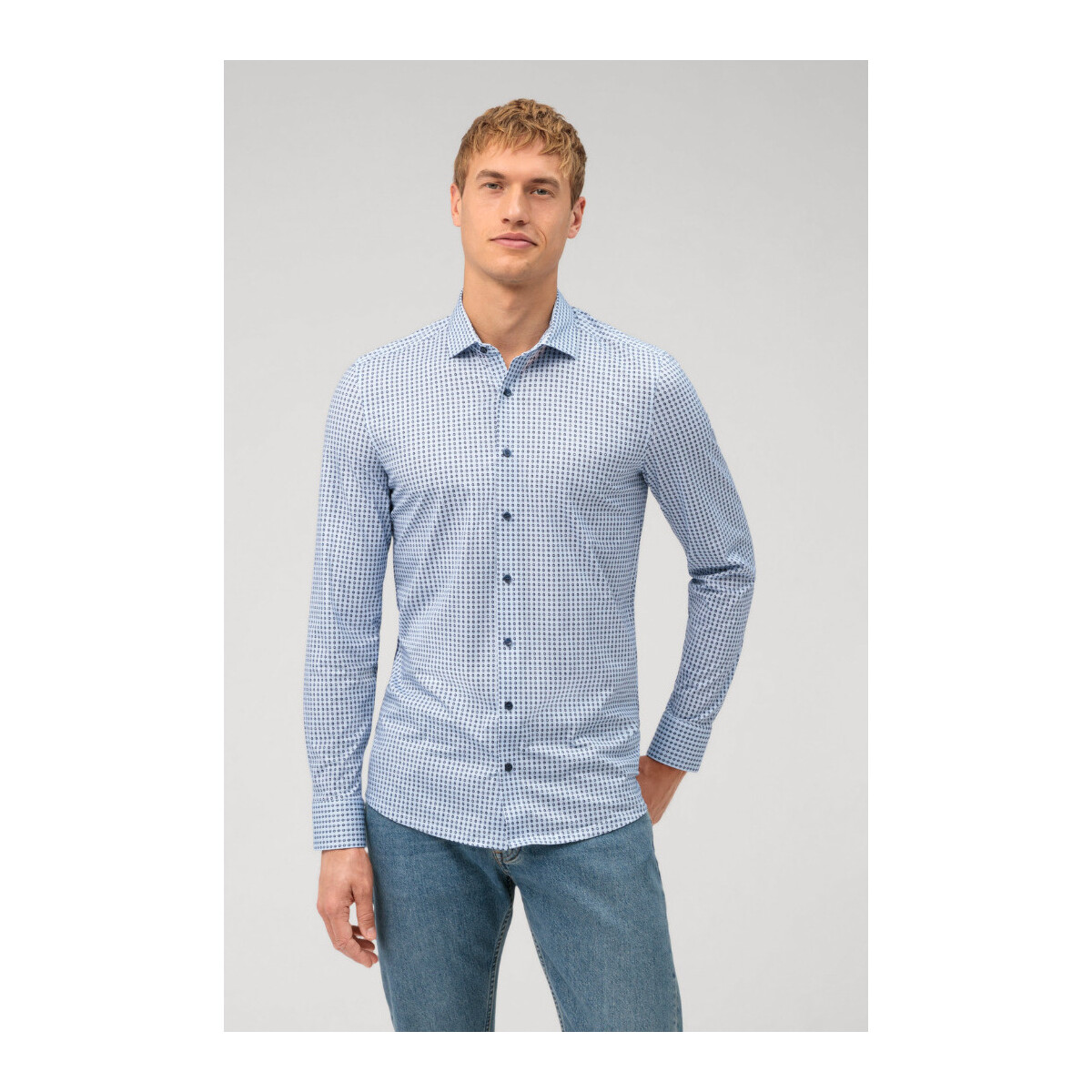 Vêtements Homme Chemises manches longues Olymp Chemise  ajustée bleue stretch Bleu