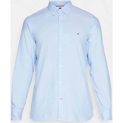 Vêtements Homme Chemises manches longues Tommy Hilfiger Chemise  bleue en coton bio Bleu