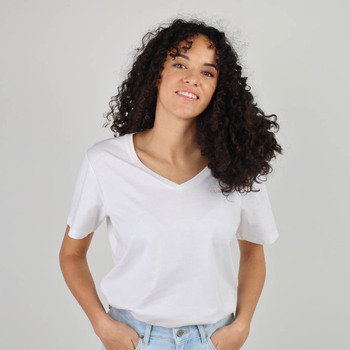 Vêtements Femme t-shirts à imprimés Oxbow Tee-shirt col V uni brodé THAMANI Blanc