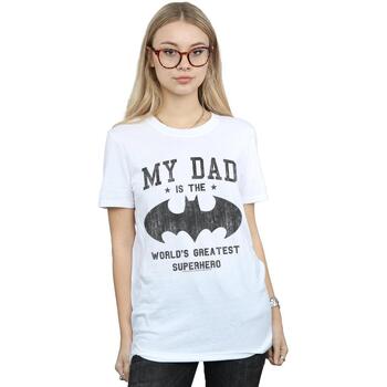 Vêtements Femme T-shirts manches longues Dc Comics Batman My Dad Is A Superhero Blanc