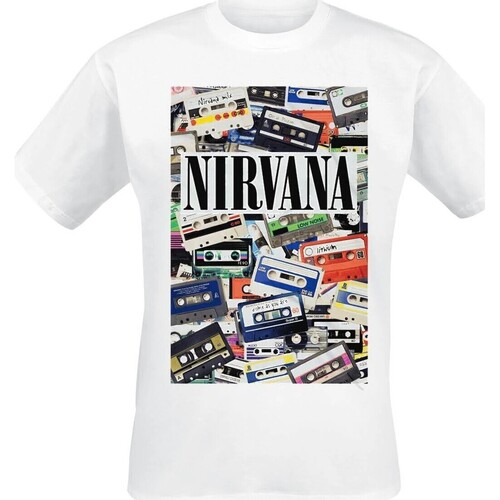 Vêtements T-shirts Katakana manches longues Nirvana  Blanc