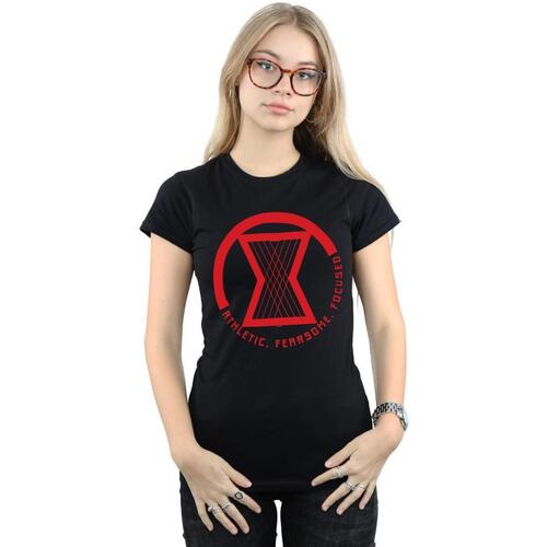 Vêtements Femme T-shirts manches longues Marvel Black Widow Movie Red Sparrow Logo Noir