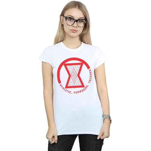 Vêtements Femme T-shirts manches longues Marvel Black Widow Movie Athletic Logo Blanc