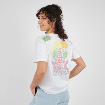 Vêtements Femme T-shirts manches courtes Oxbow Tee-shirt coton organique imprimé TOBAB Blanc