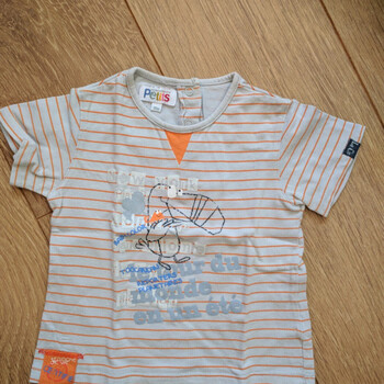 Vêtements Garçon T-shirts manches courtes Окуляри Logo polo ralph lauren T-shirt rayé gris et orange LA compagnie des petits - 18 mois Gris