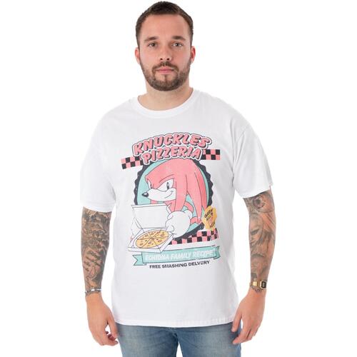 Vêtements Homme T-shirts manches courtes Sonic The Hedgehog Knuckles Pizzeria Blanc