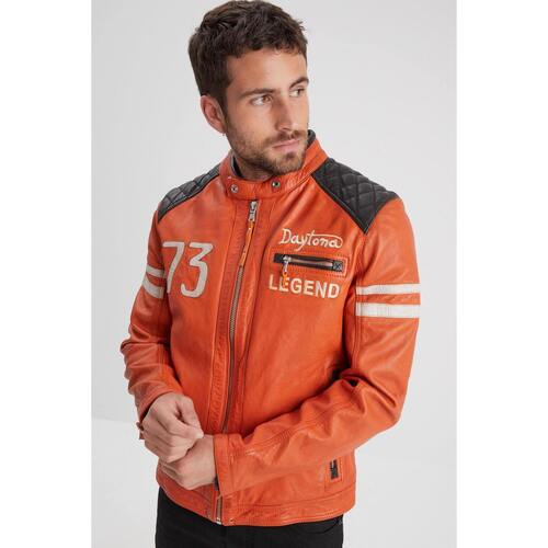 Vêtements Homme Blouson En Cuir Sans Manche Daytona GLADSTONE+HOOD LAMB VITA BURNT ORANGE Orange