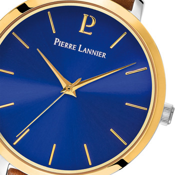 Pierre Lannier CHOUQUETTE Cadran Bleu Bracelet Cuir Brun Bleu