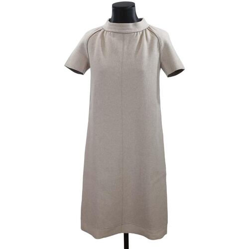 Vêtements Femme Robes Saint Laurent crocodile effect leather beltnt Robe en laine Blanc