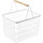 Maison & Déco Paniers / boites et corbeilles Calicosy Panier à linge métal blanc avec anses en bois H38.5cm Blanc