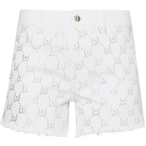 Vêtements Femme seasonal Shorts / Bermudas Liu Jo Short avec logo et strass Blanc