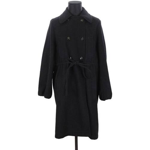 Vêtements Femme Manteaux Bolso Cabás Saint Laurent en cuero negro y ante negro Manteau en laine Noir