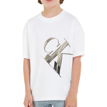 Vêtements Garçon T-shirts & Polos Calvin Klein pour JEANS IB0IB01884 Blanc