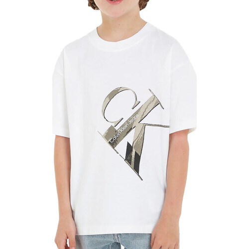 Vêtements Garçon T-shirts & Polos Calvin Klein Fashion JEANS IB0IB01884 Blanc