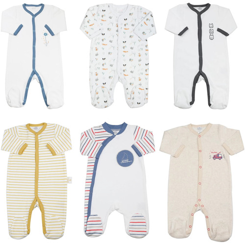 Vêtements Enfant Pyjamas / Chemises de nuit Trois Kilos Sept Lot de 6 pyjamas bébé mixte Blanc