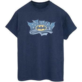 Vêtements Femme T-shirts manches longues Dc Comics Batman Graffiti Logo Bleu