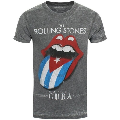 Vêtements T-shirts manches longues The Rolling Stones Havana Cuba Gris