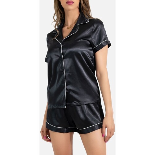 Vêtements Femme Pyjamas / Chemises de nuit Kebello Ensemble Pyjashort fluide en satin Noir F Noir