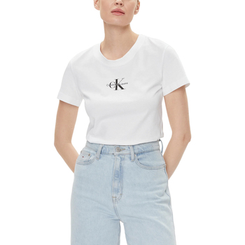 Vêtements Femme T-shirts cinzento manches courtes Calvin Klein Jeans J20J222564 Blanc
