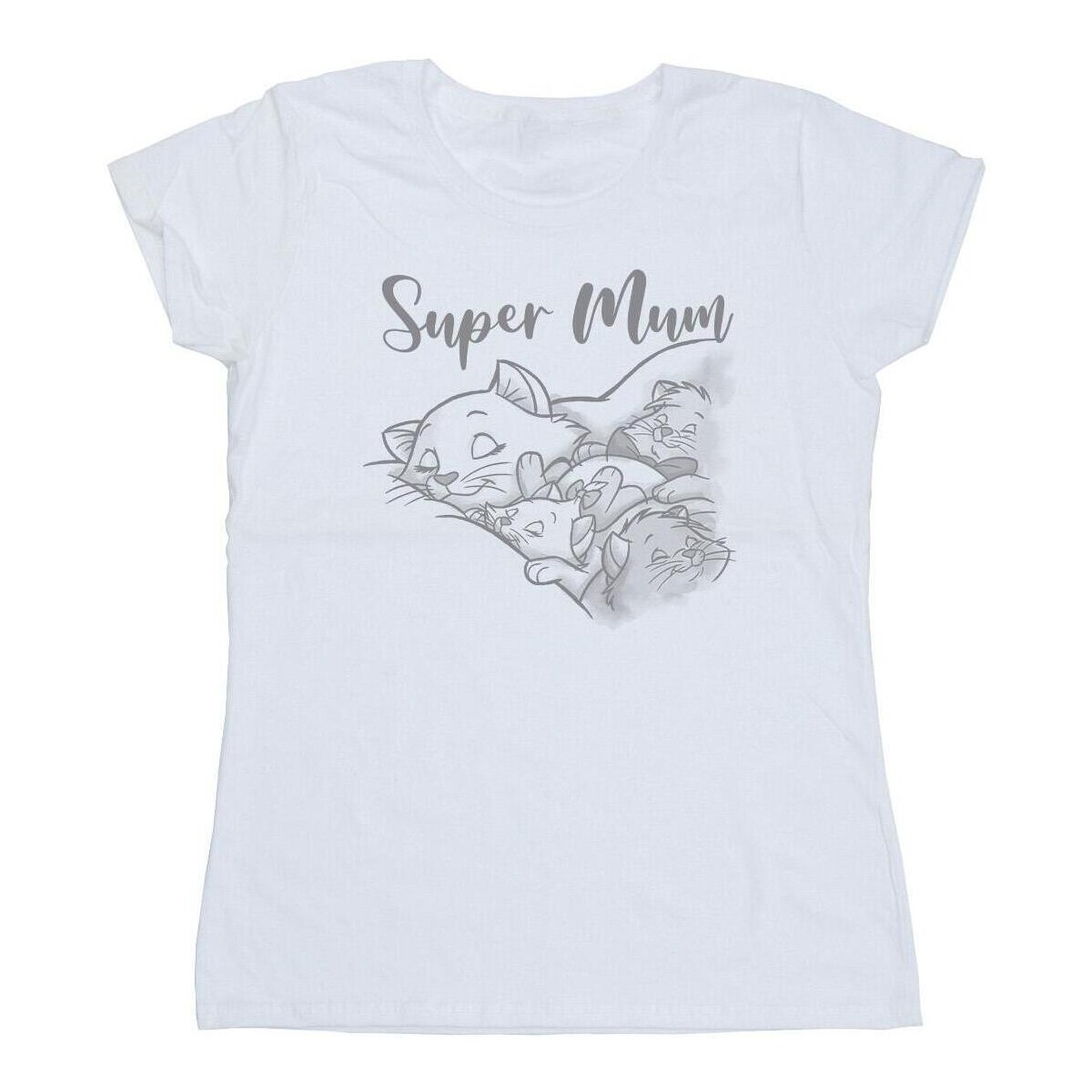Vêtements Femme T-shirts manches longues Disney The Aristocats Marie Super Mum Blanc
