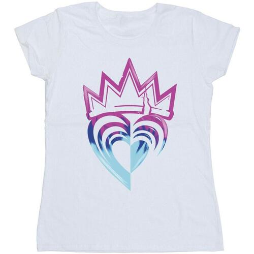 Vêtements Femme T-shirts manches longues Disney Descendants Pink Crown Blanc