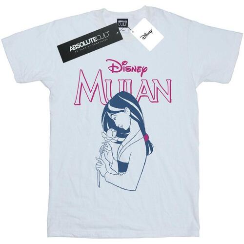 Vêtements Femme T-shirts manches longues Disney Mulan Magnolia Line Blanc