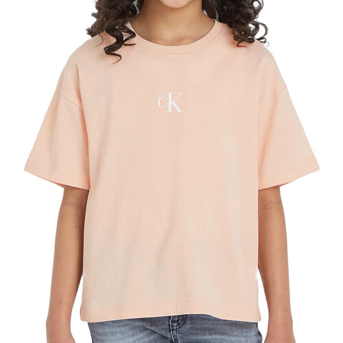 Vêtements Fille T-shirts & Polos Calvin Klein neck JEANS IG0IG02136 Rose