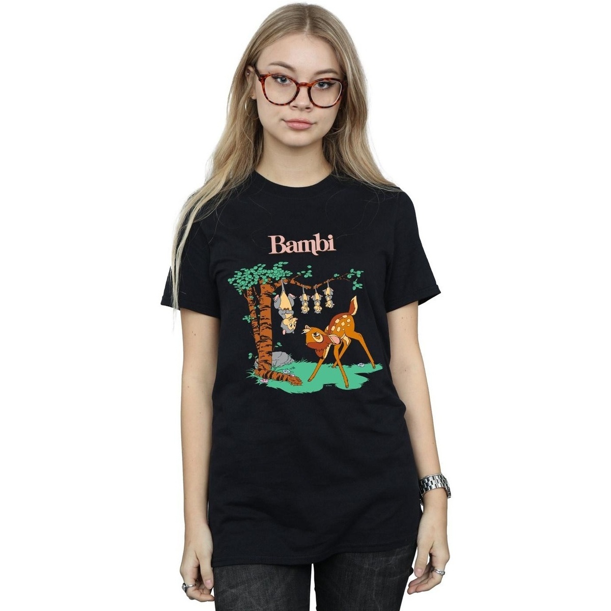 Vêtements Femme T-shirts manches longues Disney Bambi Tilted Up Noir