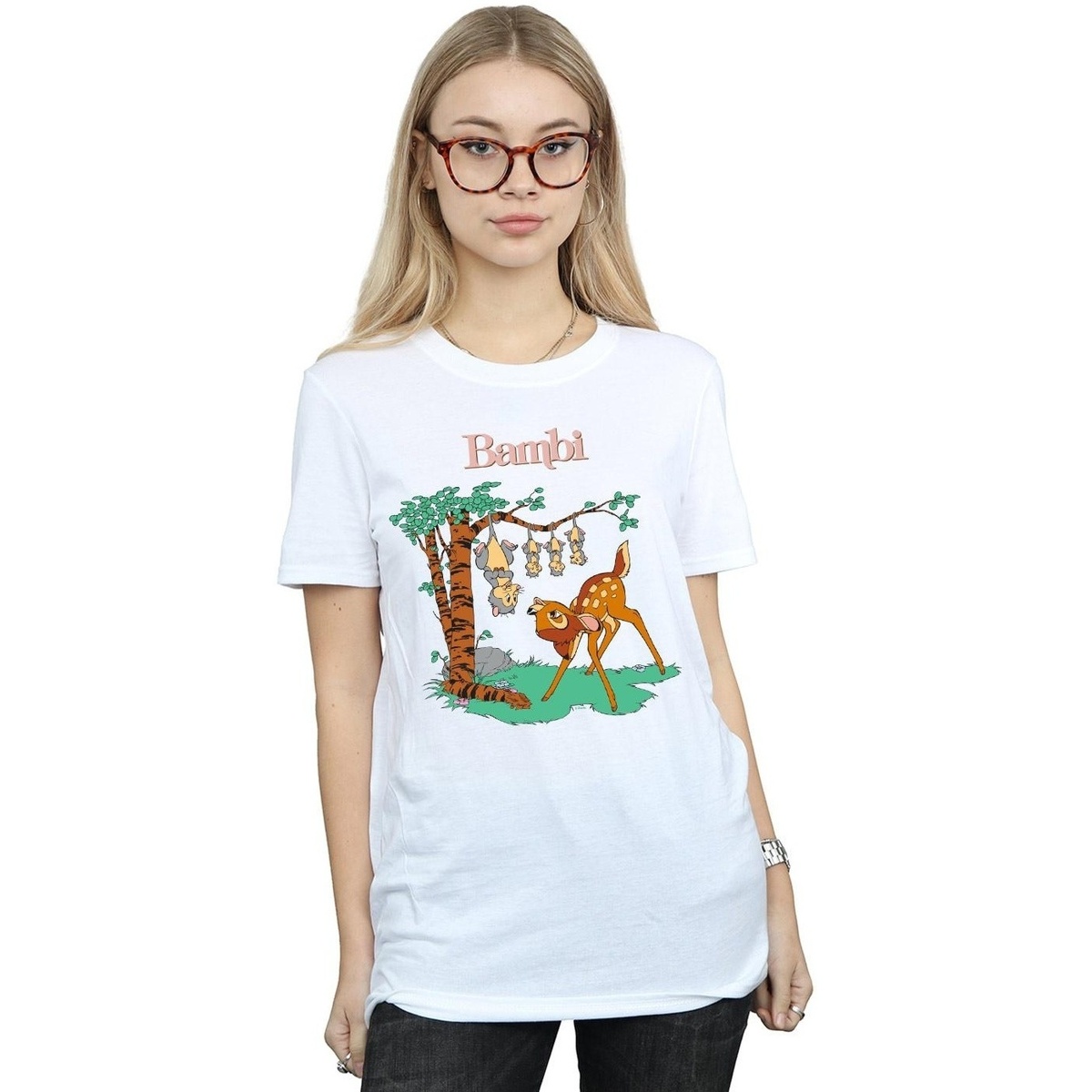Vêtements Femme T-shirts manches longues Disney Bambi Tilted Up Blanc